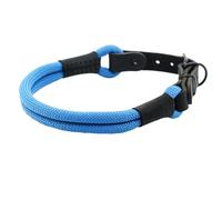 Collier pour chien - Double cordon souple - Bleu - Boucle noire et ferrures en métal - Longueur : 60 cm - Diamètre : 10 mm - Collier en nylon réglable - Robuste - Résistant aux intempéries - Embouts