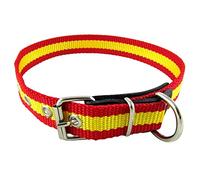 Collier pour chien drapeau de l'Espagne en nylon 55 cm | Collier lisse pour chien moyen | Résistant aux déchirures et aux intempéries 2,5 cm de large.