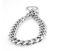Collier pour chien en acier inoxydable argenté et doré 15 mm - Chaîne étrangleur de dressage pour grands chiens Pitbull Bulldog - 40,6 cm