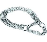Collier pour chien en chrome solide à 2 et 3 rangées semi-carreaux solide demi-carreaux collier de dressage pour chien (3 rangées, 70 cm)