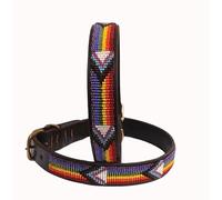 Collier pour chien en cuir à perles de taille moyenne - Tour de cou de 38 à 44 cm, largeur de 2 cm et 3 cm (perle « Pride », 38,1 à 43,2 cm de large)
