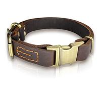Collier pour chien en cuir avec boucle à dégagement rapide - Collier réglable en cuir de vache véritable souple et robuste pour chiens de petite, moyenne et grande taille (taille L, tour de cou 40,6 à