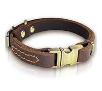 Collier pour chien en cuir avec boucle à dégagement rapide en métal véritable souple et robuste, réglable pour chiens de petite, moyenne et grande taille (taille S, tour de cou 33 à 45,7 cm (boucle à