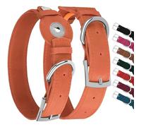 Collier pour chien en cuir avec support Airtag - Collier pour chien Apple Air Tag - Collier GPS de suivi souple pour chiens de petite, moyenne et grande taille (fauve, L, tour de cou de 38,1 à 48,3 cm