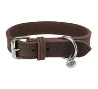 Trixie Collier en Cuir Rustic Taille S-M : Tour de Cou 34-40 cm/25 mm en Marron foncé - Collier en Cuir Cousu pour Petits à Chiens de Taille Moyenne, Design Classique, Mise en Laisse Douce