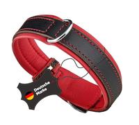 Collier pour Chien en Cuir MICHUR Minimo en Cuir Rouge avec surpiqûres décoratives Orange en différentes Tailles