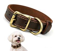 Collier pour Chien en Cuir Véritable, Boucle en Métal, Marron S | Ajustable Souple, Idéal pour l'Éducation de Chiot et Petit Animal comme Caniche ou Jack Russell