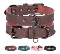 Collier pour chien en cuir véritable souple et durable, colliers pour animaux de compagnie en cuir véritable pour chiens de petite, moyenne et grande taille, berger allemand, brun, noir Noir
