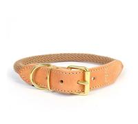 duvoplus, Collier en Nylon Solide et Souple avec sa Finition en Cuir GA mme EXPLOR Forest, Taille L - 57-61 cm/8 mm, Couleur Taupe, pour Chien, Idéal pour des promenades et expéditions aventureuses