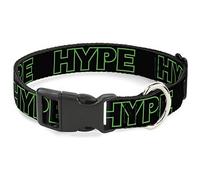 Collier pour chien en plastique avec clip Hype Contour Noir/vert fluo 20,3 à 30,5 cm de large