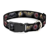 Collier pour chien en plastique avec clip Justice League 2017 6 icônes de super-héros Noir 40,6 à 58,1 cm de large