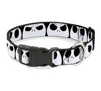 Collier pour Chien en Plastique avec Clip « Nightmare Before Christmas » 7 Jack Expressions Noir/Blanc 22,9 à 38,1 cm de Large