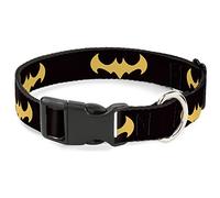 Collier pour chien en plastique DC League of Super Pets Batman avec logo chauve-souris Noir/jaune 24,5 à 36,5 cm de large