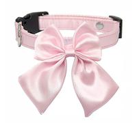Collier pour chien avec nœud papillon amovible - Style unique - Couleur rose - En soie - Confortable - Avec nœud papillon amovible - Pour chiens et chats de petite et moyenne taille