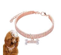 Collier pour chien en strass, collier à trois rangées, bijoux réglables pour animaux de compagnie, pendentif en os étincelant, collier de luxe pour fête de mariage, mode brillante pour animaux de