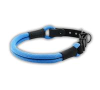 Collier pour chien en velours double bleu - Boucle noire et ferrures en métal - Longueur : 55 cm - Diamètre : 10 mm - Collier en nylon réglable - Robuste - Résistant aux intempéries - Embouts en cuir