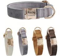 Collier pour chien en velours personnalisé - Collier pour animal domestique - Doux et élégant - Collier et laisse réglables pour chiens de petite, moyenne et grande taille - Look luxueux pour un usage