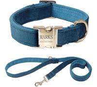 Collier pour chien en velours personnalisé - Collier pour animal domestique - Doux et élégant - Collier et laisse réglables pour chiens de petite, moyenne et grande taille - Look luxueux pour un usage