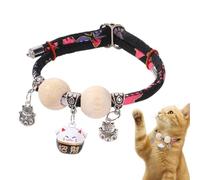 Collier pour Chien et Chat en Perles de cèdre, Collier personnalisé avec Pendentif Porte-Bonheur, Confortable et réglable, adapté à Tous Les Types de Chiens (A,L)