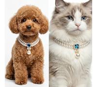 Collier pour Chien et Chat - Sangle de Cou réglable, Adorable Collier orné de Perles pour Petits Chiens, Chiots et Chats - Idéal pour Mariages et Anniversaires,C,L