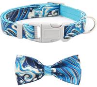 Collier pour Chien Hardy Collier Floral for Chien avec nœud Papillon Amovible, Joli Collier personnalisé for Chiots de Petite et Moyenne Taille, Cadeaux for Animaux de Compagnie(Blue Set,M)