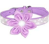 Collier pour Chien Hardy Collier for Chien en Strass, Mignon, Doux, à Fleurs, réfléchissant, personnalisé, for Petits, Moyens et Grands Chiens(Purple,M)