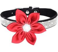 Collier pour Chien Hardy Collier for Chien en Strass, Mignon, Doux, à Fleurs, réfléchissant, personnalisé, for Petits, Moyens et Grands Chiens(Black,XXS)