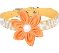 Collier pour Chien Hardy Collier for Chien en Strass, Mignon, Doux, à Fleurs, réfléchissant, personnalisé, for Petits, Moyens et Grands Chiens(Yellow,XS)