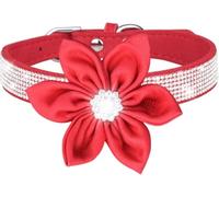 Collier pour Chien Hardy Collier for Chien en Strass, Mignon, Doux, à Fleurs, réfléchissant, personnalisé, for Petits, Moyens et Grands Chiens(Red,Large)