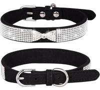 Collier pour Chien Hardy Collier for Chien Mignon et Bling-Bling avec nœud Brillant for Filles et garçons, Collier personnalisé en Strass for Chiots de Petite, Moyenne et Grande Taille(Black,M)