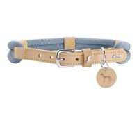 Collier Pour Chien - Hunter - Malia - Corde Souple Et Cuir - Couleur Bleu Pigeon/Naturel - Taille 50-59 Cm