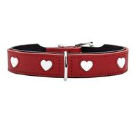 Collier Pour Chien - Hunter - Modèle Love - Rouge/Noir - Cuir De Vachette - Taille Réglable 24-28 Cm