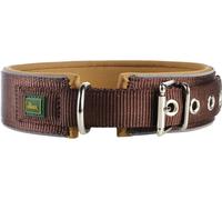 Collier pour chien HUNTER NEOPREN REFLECT, couleur : brun/caramel, rembourrage doux, réfléchissant, particulièrement large pour un confort optimal, idéal pour les promenades au crépuscule, taille : M-