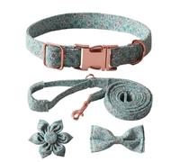 Collier pour chien + laisse + cravate orné d'un nœud en forme de fleur - Convient à tous les propriétaires d'animaux à la recherche de mode et de durabilité - Fille pour les grands chiens et les
