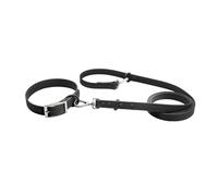 Collier pour Chien Laisse de Collier Chien PVC 2 pièces Plomb à Double tête Multicolore Plusieurs Tailles(Black,L Neck 35-48cm)