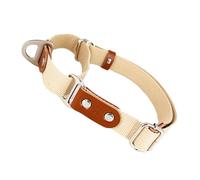 Collier pour Chien Martingale, Anti-Traction, en Poly-Coton et Cuir. S. Beige & Cognac