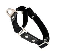 Collier pour Chien Martingale, Anti-Traction, en Poly-Coton et Cuir. XS. Noir & Noir