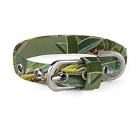 Collier pour chien mignon pour chiot, collier d'extérieur vert olive à fleurs pour chiens de taille moyenne et petite, collier souple pour chat avec boucle réglable de 20 à 26 cm