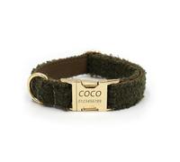 Collier pour Chien personnalisé avec Boucle en gravée - Colliers pour Animaux de Compagnie personnalisés avec nom et numéro de téléphone - Style Ours en Peluche - Tailles réglables (Vert foncé,M)