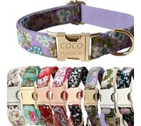 Collier pour Chien personnalisé avec Boucle en métal gravée avec Un Joli Motif Floral - Nom et numéro de téléphone personnalisés - Collier pour Chien personnalisé, réglable pour Chiens (Violet, XL)