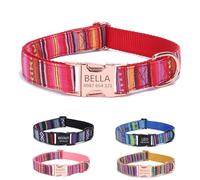 Collier pour Chien Personnalisé avec Boucle en MéTal Gravée - Colliers pour Animaux de Compagnie Personnalisés avec nom et Numéro de Téléphone avec Glissière Gravée Tailles Réglables (Rouge L)