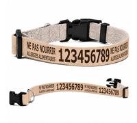 Collier pour Chien personnalisé avec Texte au Choix, nom, téléphone, adresse ou Message d’Alerte, Couleur du Texte au Choix (Beige, XS : 25-37 cm Tour de Cou)