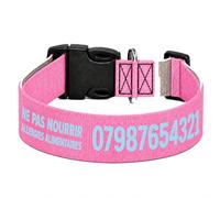Collier pour Chien personnalisé avec Texte au Choix, nom, téléphone, adresse ou Message d’Alerte, Couleur du Texte au Choix (Rosa, M Large : 43-62 cm Tour de Cou)