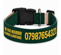 Collier pour Chien personnalisé avec Texte au Choix, nom, téléphone, adresse ou Message d’Alerte, Couleur du Texte au Choix (Vert foncé, M Large : 43-62 cm Tour de Cou)