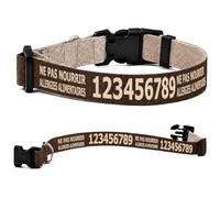 Collier pour Chien personnalisé avec Texte au Choix, nom, téléphone, adresse ou Message d’Alerte, Couleur du Texte au Choix (Marron, L : 43-71 cm Tour de Cou)