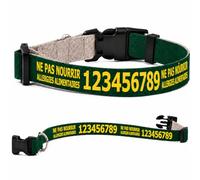 Collier pour Chien personnalisé avec Texte au Choix, nom, téléphone, adresse ou Message d’Alerte, Couleur du Texte au Choix (Vert foncé, S : 30-45 cm Tour de Cou)