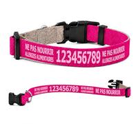 Collier pour Chien personnalisé avec Texte au Choix, nom, téléphone, adresse ou Message d’Alerte, Couleur du Texte au Choix (Fuchsia, S : 30-45 cm Tour de Cou)