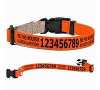 Collier pour Chien personnalisé avec Texte au Choix, nom, téléphone, adresse ou Message d’Alerte, Couleur du Texte au Choix (Orange, S : 30-45 cm Tour de Cou)