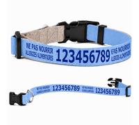 Collier pour Chien personnalisé avec Texte au Choix, nom, téléphone, adresse ou Message d’Alerte, Couleur du Texte au Choix (Bleu Clair, L : 43-71 cm Tour de Cou)
