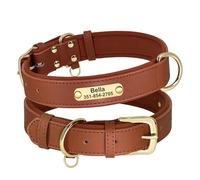 Collier pour Chien personnalisé en Cuir PU, Collier rembourré pour Chien, Collier d'identification pour Animal de Compagnie gravé(Blue 2,S)